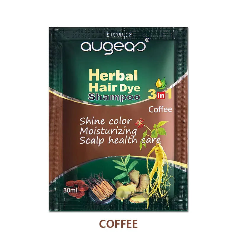 Natural Plant Hair Dye Shampoo – 6 Colors, Fast Gray Coverage, 30–500ml Peaceful Pleasures Health and Wellness 30ml Coffee