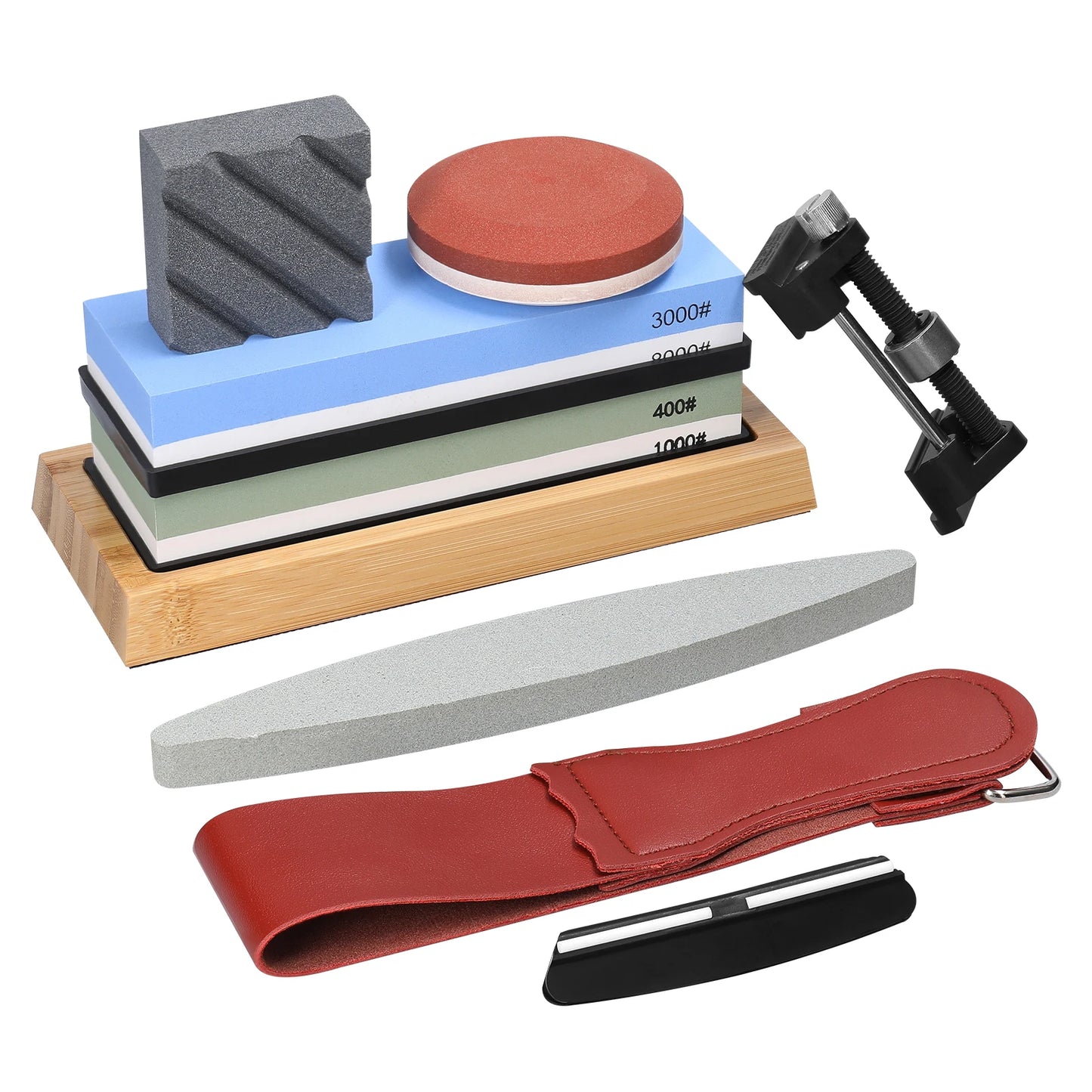 400#/1000# 3000#/8000# Premium Whetstone Knife Sharpening Grinding Stone Set Sharpener Non Slip Base Sharpener Kitchen Knives Peaceful Pleasures Health and Wellness KitB