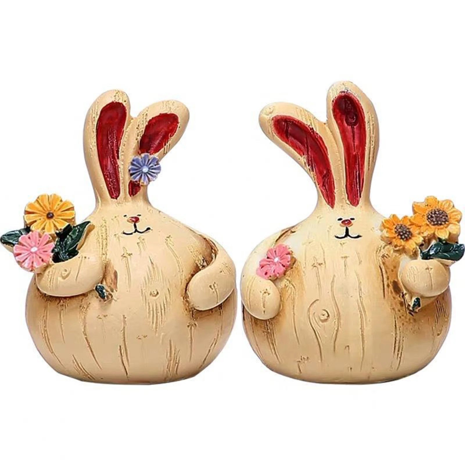 A PAIR Wood-like Resin Ornaments Retro Cute Bunny Craft Statues Cute Retro Cute Bunny Craft Statues A PAIR Peaceful Pleasures Health and Wellness Light Grey