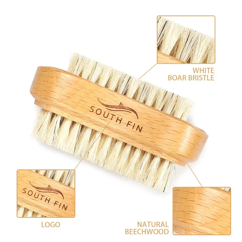 Double Sides Brushes Nail Cleaning Brush with Wooden Handle Natural Bristles Manicure Pedicure Tool Scrubbing Brush Peaceful Pleasures Health and Wellness