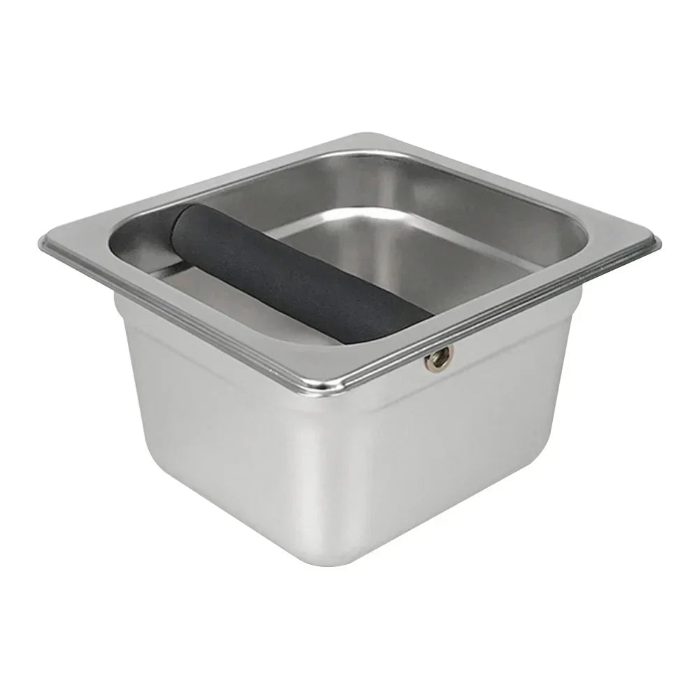 Coffee Knock Box Espresso Dump Bin for Barista Coffee Grind Anti-slip Espresso Dump Bin Grind Waste Bin Coffee Grounds Bucket Peaceful Pleasures Health and Wellness 1.5L Silver