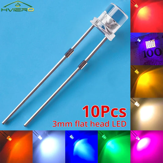 F3 3mm Flat Top LED Diodes 10/20PCS – Ultra Bright Wide Angle LED Diode Bulbs Oasis Select