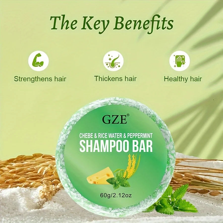GZE Chebe Rice Water Peppermint Shampoo Bar for 4C Curly Hair
