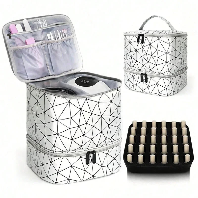 Double-Layer Nail Polish & Essential Oil Travel Organizer Bag