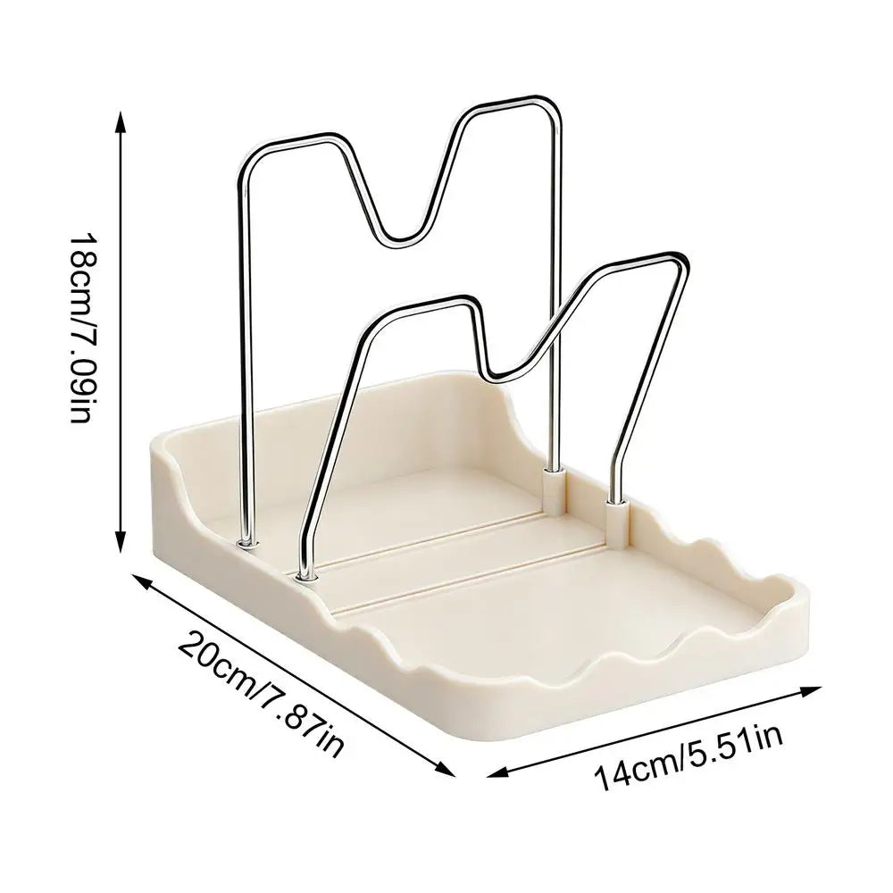 Double Layer Pot Lid Organizer Rack with Drip Tray | Kitchen Storage