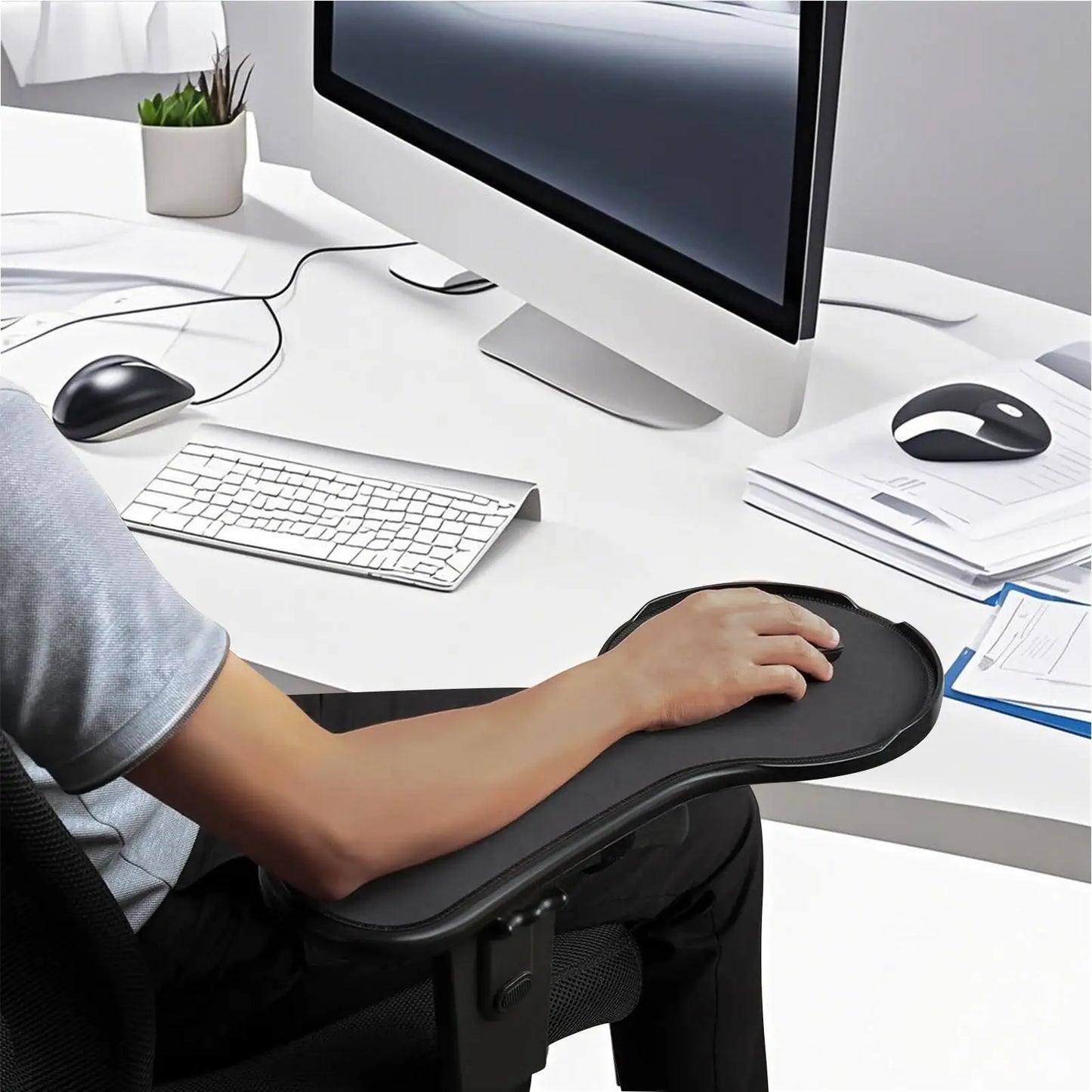 Ergonomic Chair Arm Rest Pad & Mouse Extension Tray | Adjustable