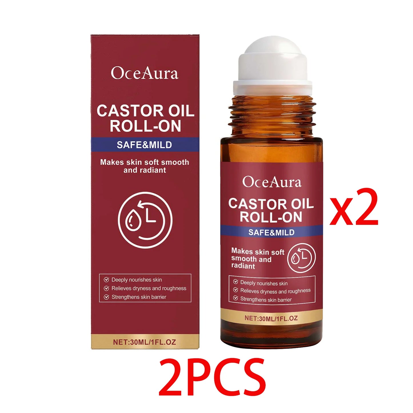 OceAura Castor Oil Rollerball Face Serum | 30ml Moisturizer