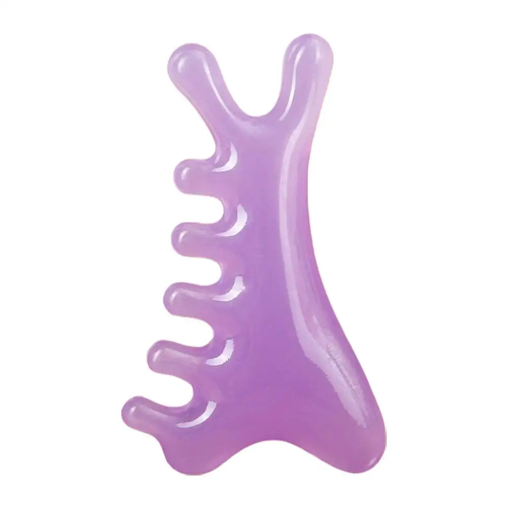 Head Massage Scalp Four-in-one Massage Comb Meridian Scalp Resin Scalp Massage Comb Head Unblocking Face Nose Massager Guasha Peaceful Pleasures Health and Wellness Purple