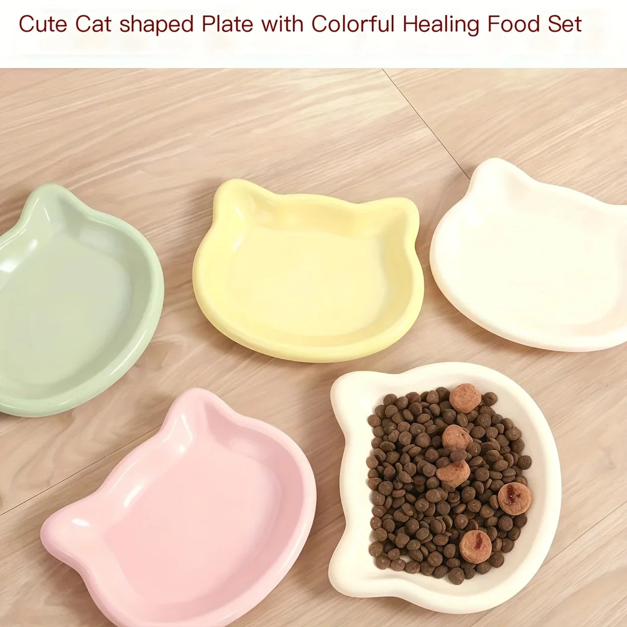 4-Color Cat Food Bowl – Whisker-Friendly Dish for Small Cats