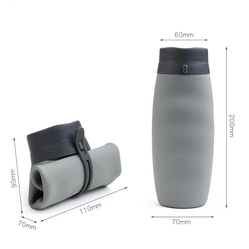 600ml Collapsible Silicone Water Bottle BPA Free Foldable Flask