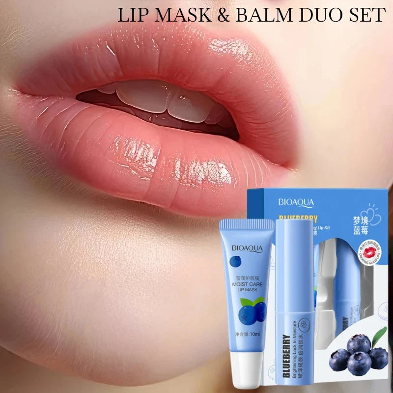 Blueberry Lip Care Set – Lip Balm & Mask with Vitamin E