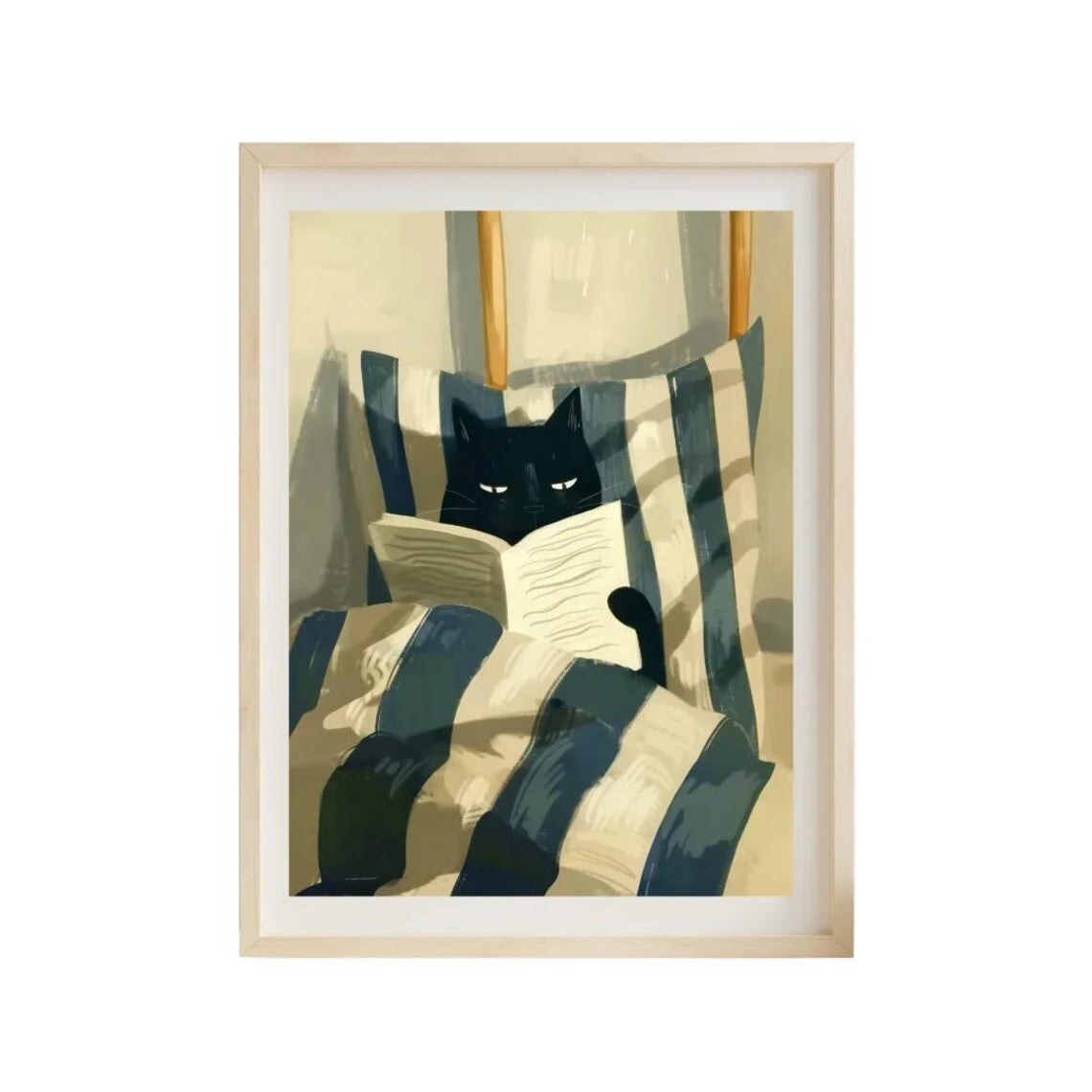 Black Cat Reading Canvas Print | Book Lover Wall Art Canvas Wall Print Peaceful Pleasures Health and Wellness TR12185-5 30x40cm Unframed