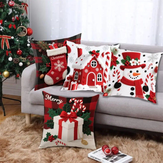 Christmas Cushion Cover | Snowflake & Santa Pillowcase 45x45cm Decorative Cushion Cover Oasis Select