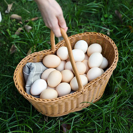 Plastic woven basket Vine flower basket hand-woven portable Bread storage Handles basket Gift For picnic outdoor shopping props Peaceful Pleasures Health and Wellness
