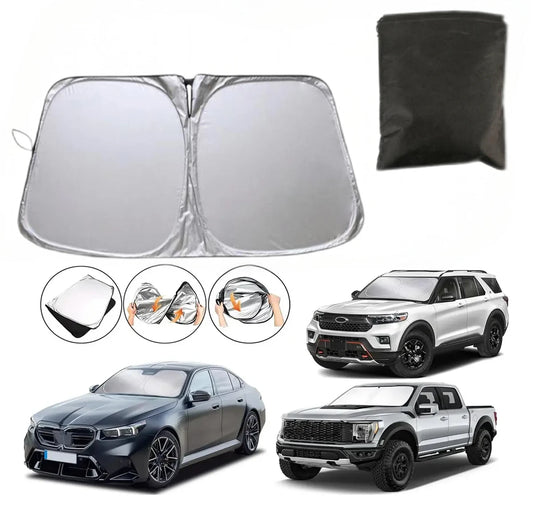 Car Front Windshield Sun Visor Reflect Sunlight Block UV Rays Foldable Sun Protection Heat Insulation Car Full Package Sun Visor Peaceful Pleasures Health and Wellness