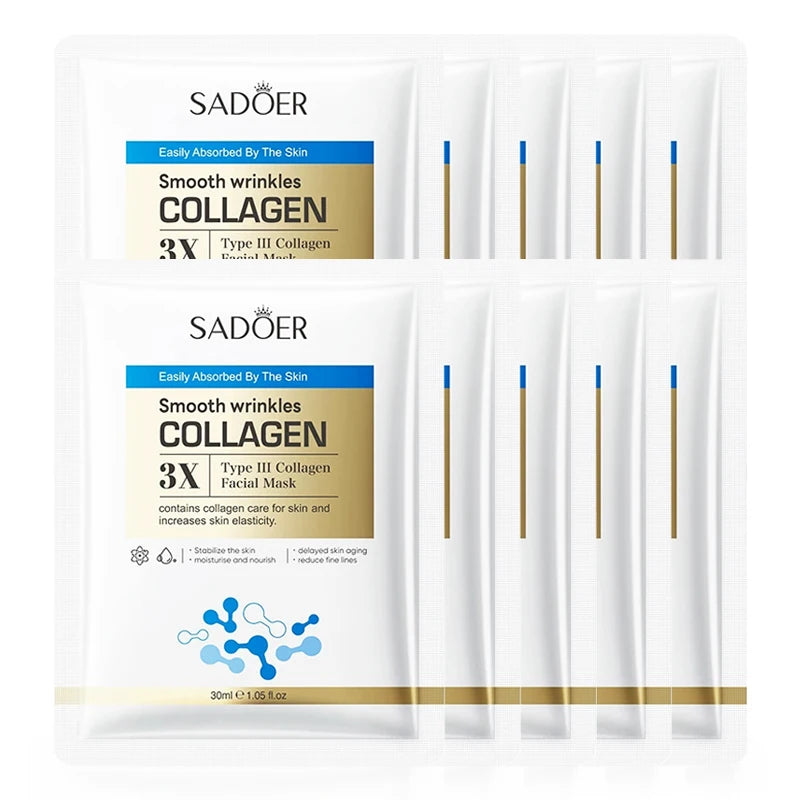 SADOER Collagen Sheet Face Mask 10pc – Hydrating & Anti-Aging Collagen Sheet Mask Peaceful Pleasures Health and Wellness 10pcs