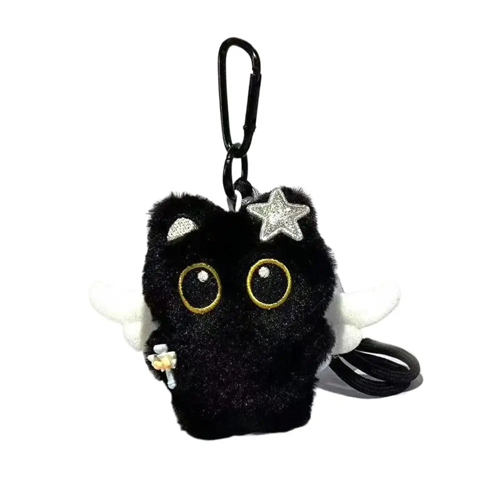 Black Cat Plush Keychain Charm | Cute Stuffed Cat Bag Pendant Plush Keychain Charm Peaceful Pleasures Health and Wellness B 1pc