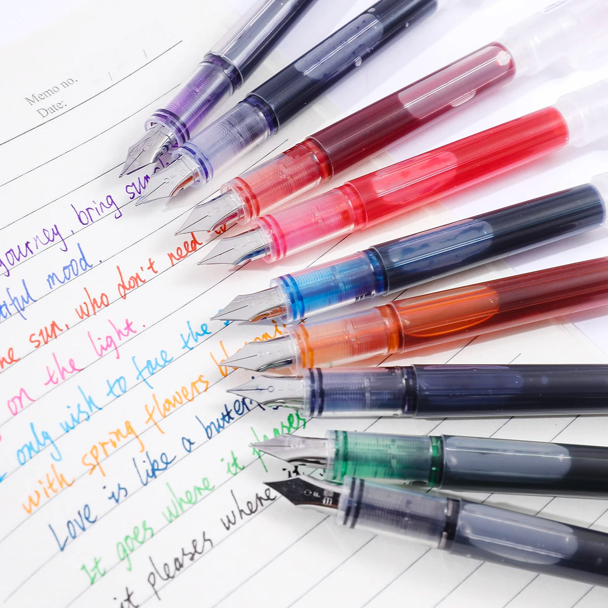 Disposable Fountain Pen Set 6/12 Colors | Quick-Dry F Nib