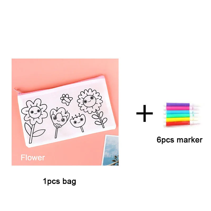 Non Woven Pen Bag DIY Coloring Stationery Kids Students Painting Toys