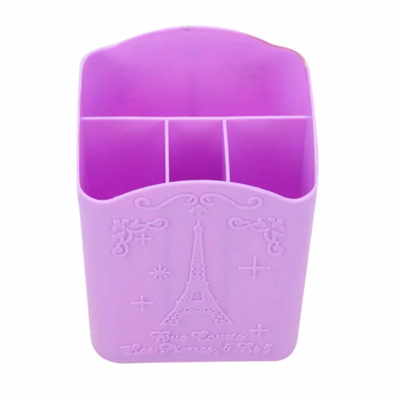 Portable Empty Plastic 4 Compartments Makeup Brush Holder, Nail Box Storage, Nail Pen Container, Random color Peaceful Pleasures Health and Wellness PURPLE