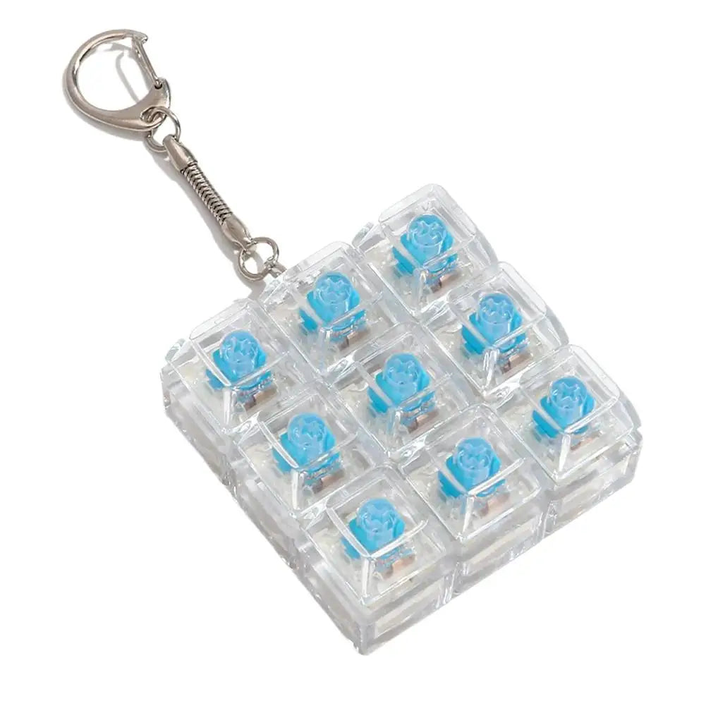 LED Glowing Transparent Switch Tester Keychain Fidget Toy Fingertip Button Stress Relief Clicker Mechanical Keyboard Accessories Peaceful Pleasures Health and Wellness B
