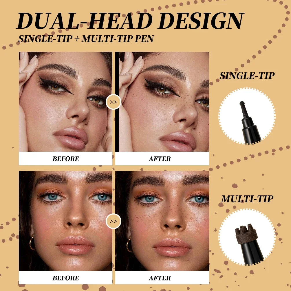 QIBEST Double Head Natural Simulation Freckle Makeup Pen Color Rendering Waterproof Easy To Apply No Shedding 2 In 1 Spot Pen Peaceful Pleasures Health and Wellness
