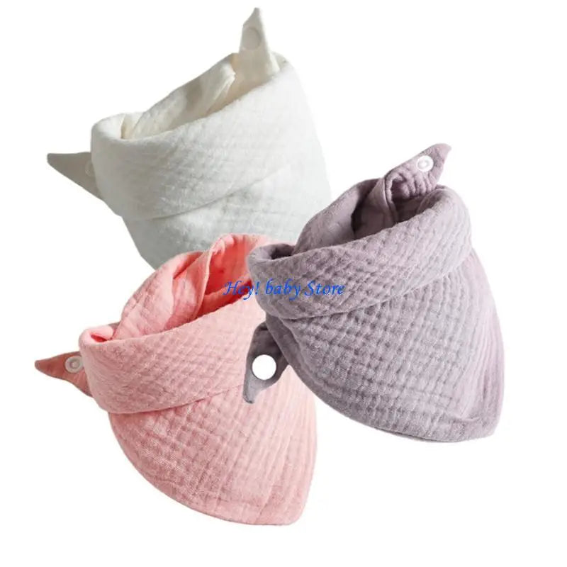 Baby Muslin Drool Bibs 3-Pack | Soft Absorbent Cotton Teething