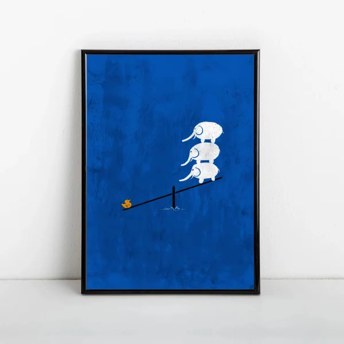 Modern Cartoon Blue Elephant Canvas Wall Art Print | Home Decor