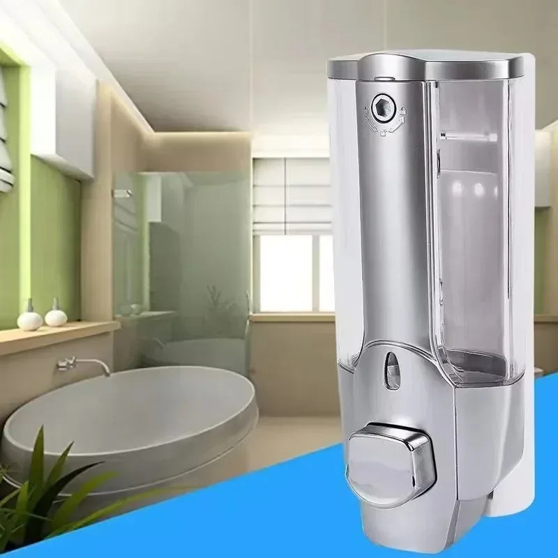 350ml Drill-Free Wall Mounted Liquid Soap Shampoo Dispenser Bathroom Shower Hotel Washroom Essentials Peaceful Pleasures Health and Wellness