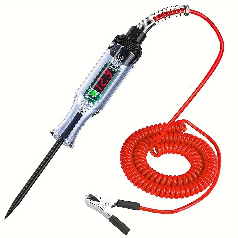 Automotive voltage detection pen Automotive fault repair circuit tester Digital backlight automotive fuse diagnostic probe test Peaceful Pleasures Health and Wellness red-digital