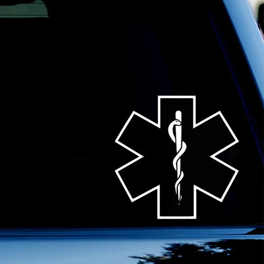 5" Wide Star of Life Medical Funny Vinyl Decal Sticker Car Stickers Window Peaceful Pleasures Health and Wellness Red