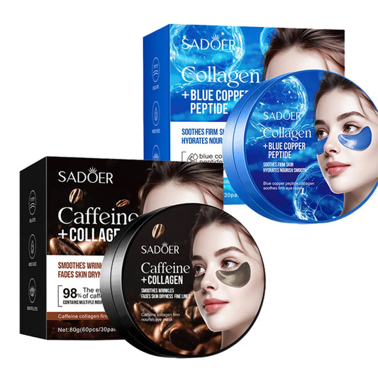 SADOER Collagen Eye Mask Caffeine Crystal Anti Dark Circles Eye Bag Remover Moisturizing Anti-aging Eye Patches Skin Eye Care Peaceful Pleasures Health and Wellness