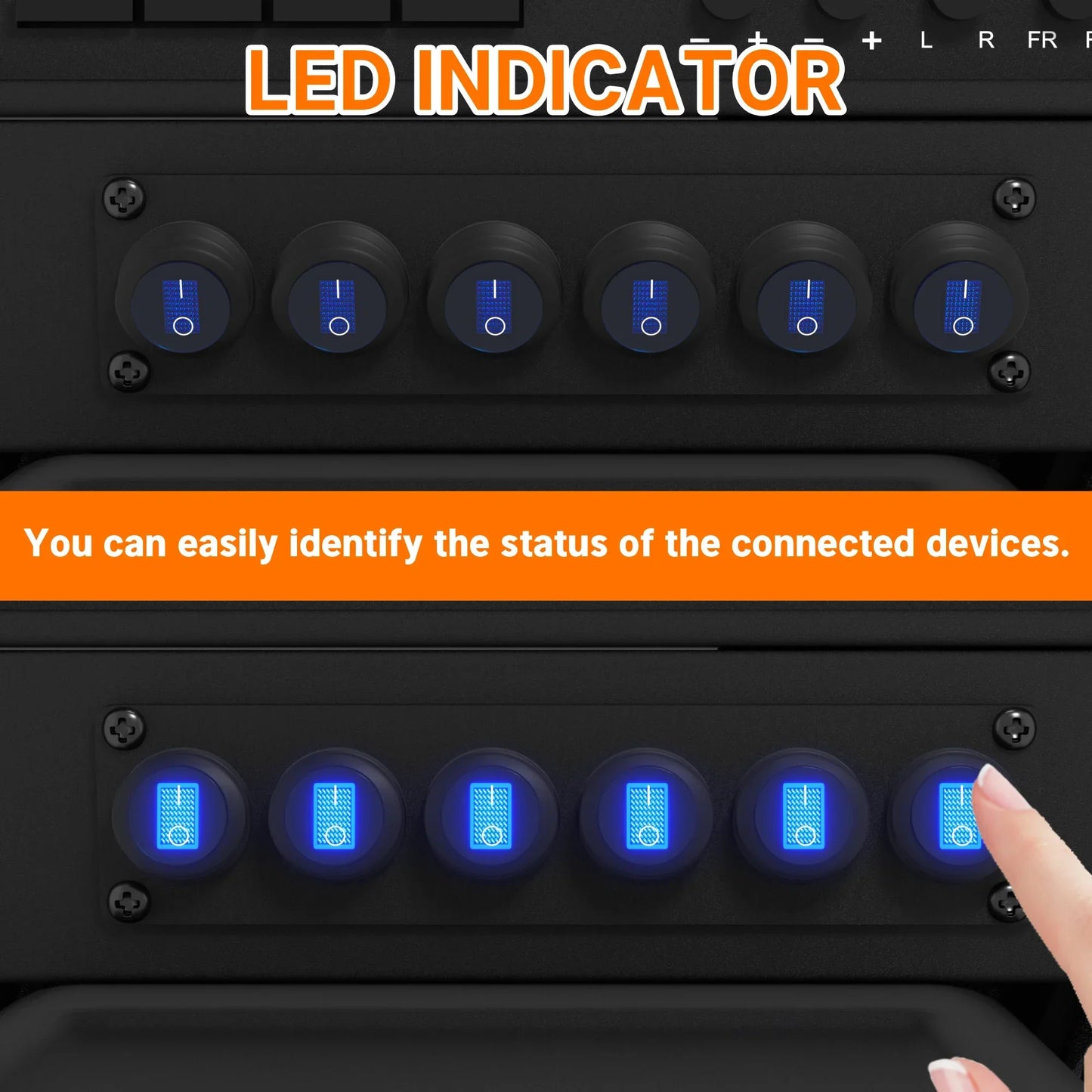 6 Gang Switch Panel 12V 20A Waterproof Round Rocker Switch Panel Blue LED Lighted 12 Volt Marine Toggle Switch Panel for Car Peaceful Pleasures Health and Wellness