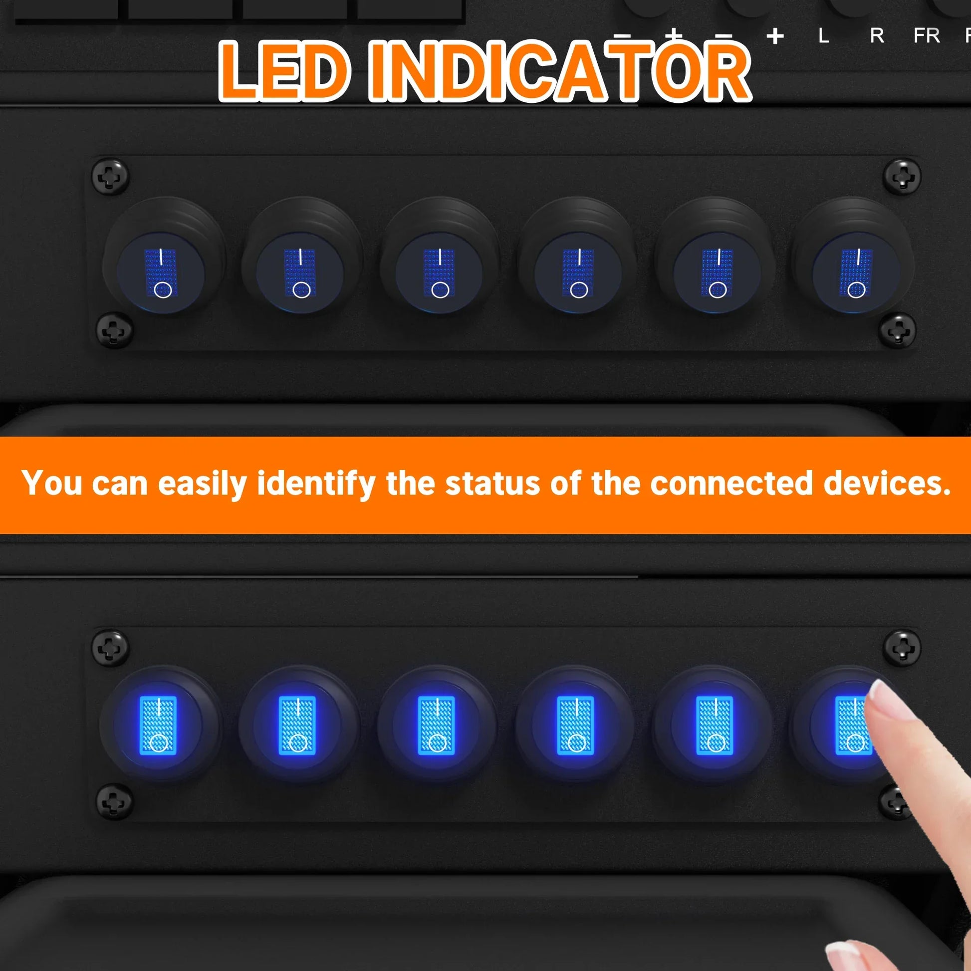 6 Gang Switch Panel 12V 20A Waterproof Round Rocker Switch Panel Blue LED Lighted 12 Volt Marine Toggle Switch Panel for Car Peaceful Pleasures Health and Wellness
