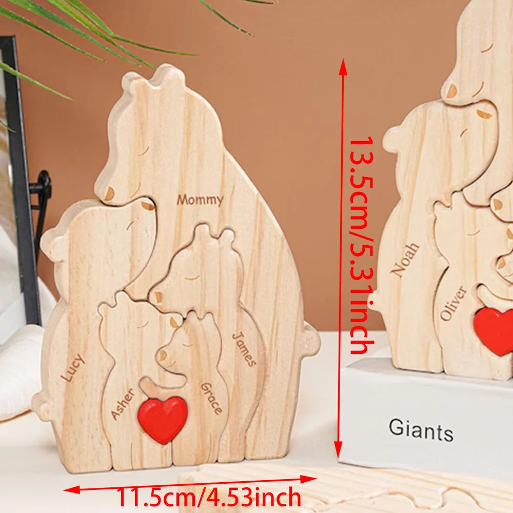 Personalized Wooden Bear Family Puzzle | Father's Day Gift