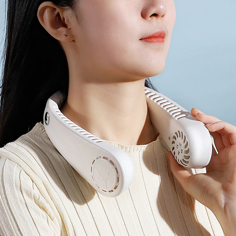 Portable High Quality Neck Hanging Fan Adjustable Wind Speed Rechargeable Fan Essential Hanging Fan for Summer Cooling Peaceful Pleasures Health and Wellness