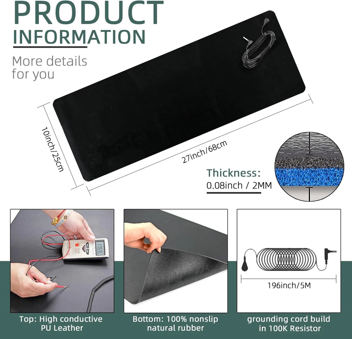 Grounding Mat for Feet & Desk | Better Sleep & Stress Relief