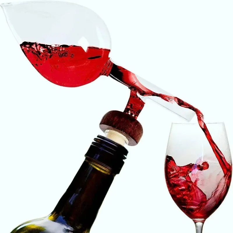 Round and Peach Shaped Transparent Red Wine Aerator Quick Pour Spout Portable Decanter for Red Wine Bottles Sobering Device Peaceful Pleasures Health and Wellness