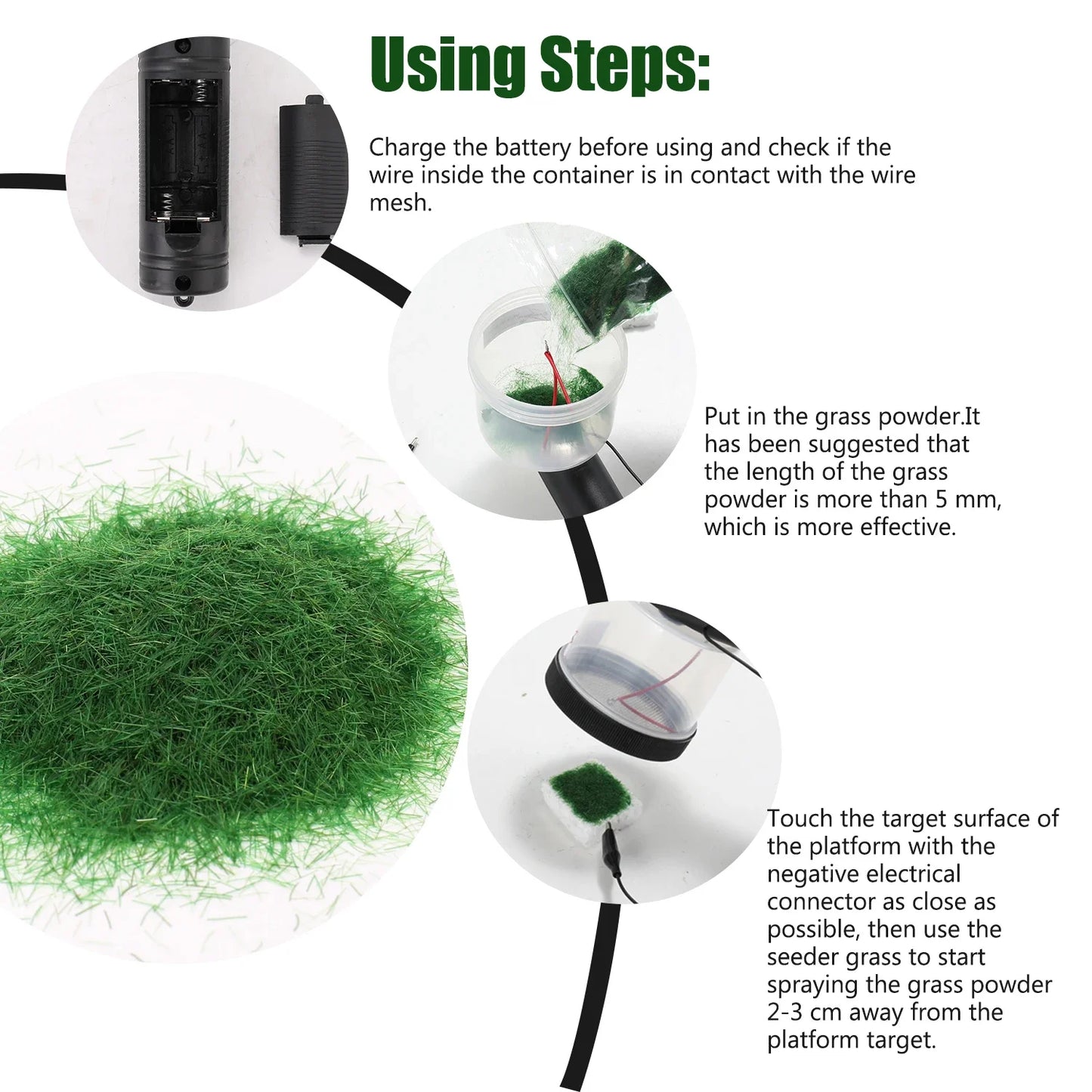 ABS Antiskid Handle Mini Static Grass Flocking Applicator 4 Colors