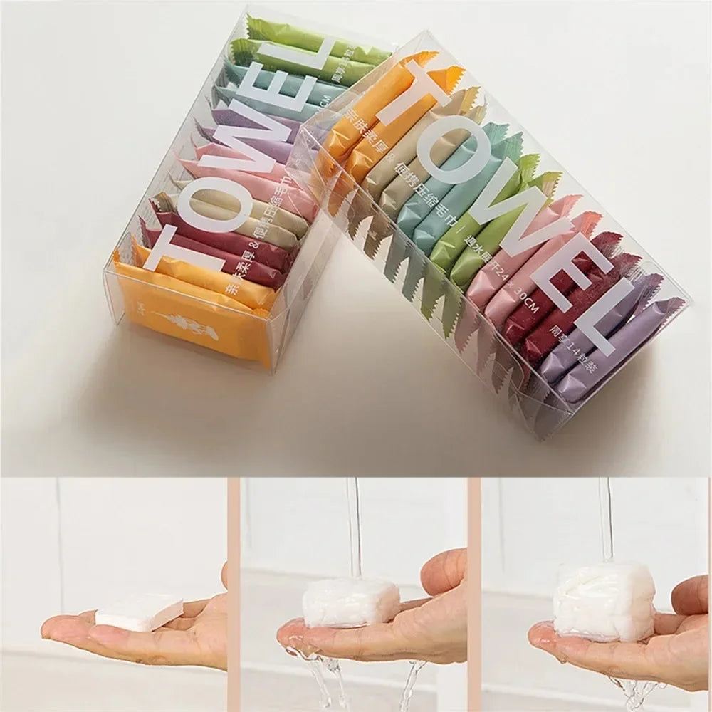 Disposable Compressed Travel Face Towels | 100% Cotton 7 & 14 Pack