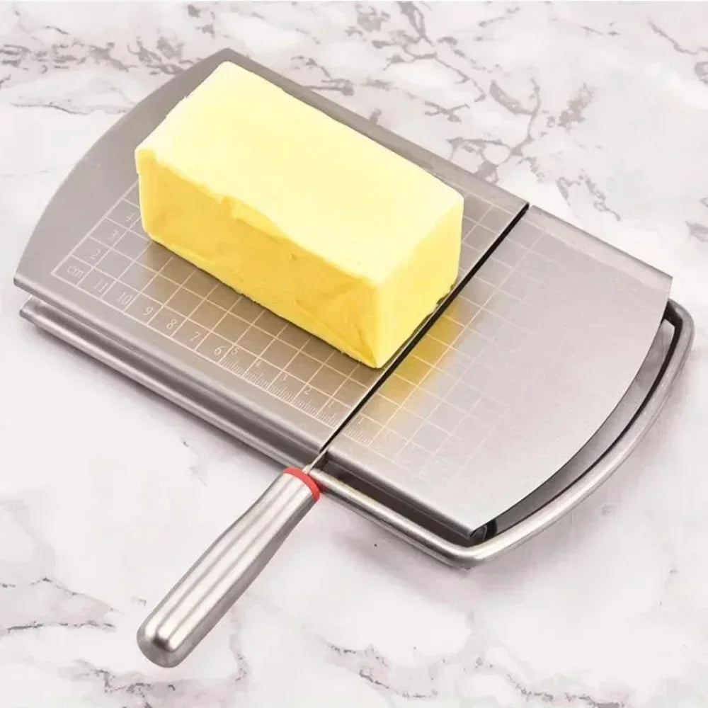 1Pc Cheese Slicer, Stainless Steel Cheese Cutter With Measurements, Heavy Duty Butter Cutter, Baking Tools, Kitchen Gadgets Peaceful Pleasures Health and Wellness