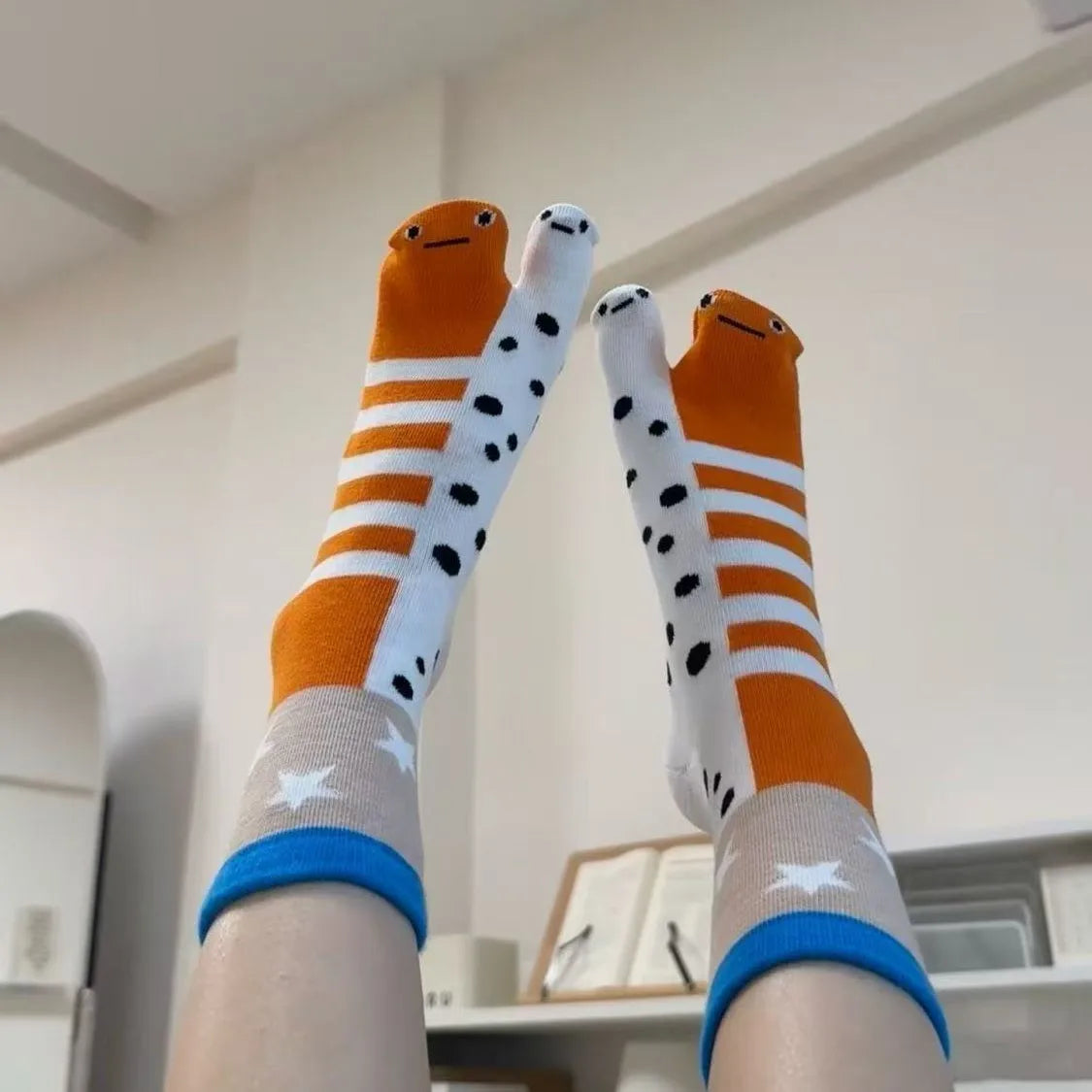 Cartoon Cute Socks Creative Garden Eel Mid Socks Weat Anti Odor Breathable Soft Socks Novelty Ankle Foot Cover Accessories Gift Peaceful Pleasures Health and Wellness