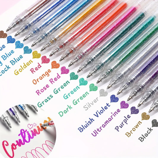 Glitter Gel Pens | Liquid Sand Highlighters for Journaling Glitter Gel Pens Peaceful Pleasures Health and Wellness