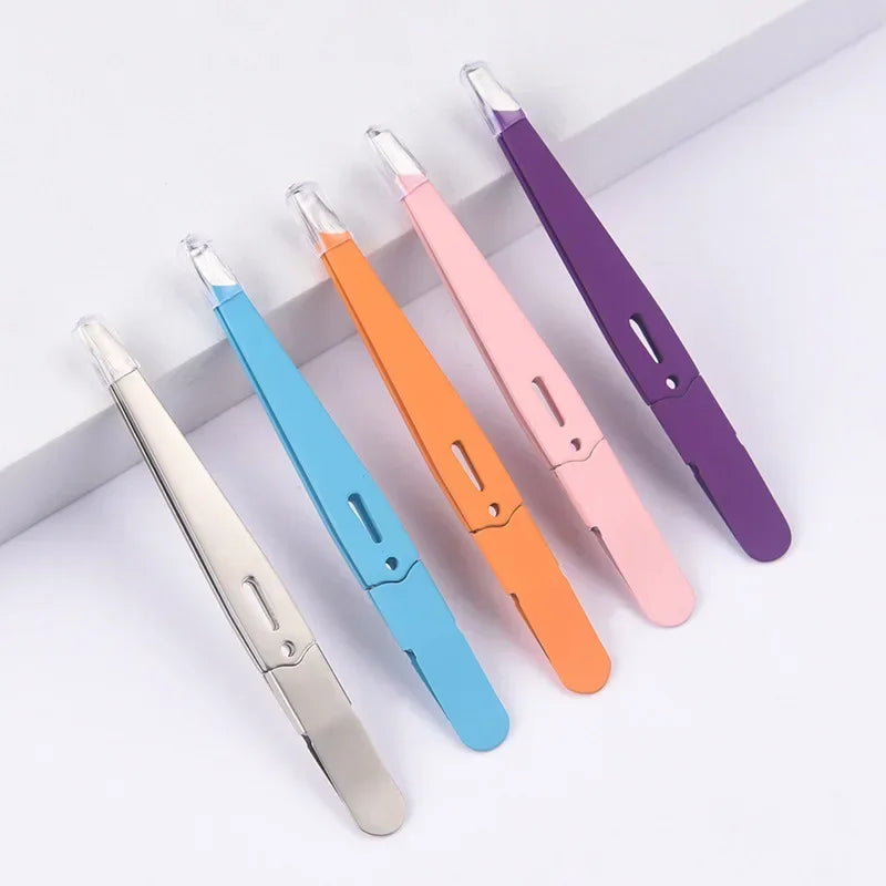 Eyebrow Tweezer Colorful Hair Beauty Fine Hairs Puller Stainless Steel Slanted Eye Brow Clips Removal Makeup Tools Peaceful Pleasures Health and Wellness