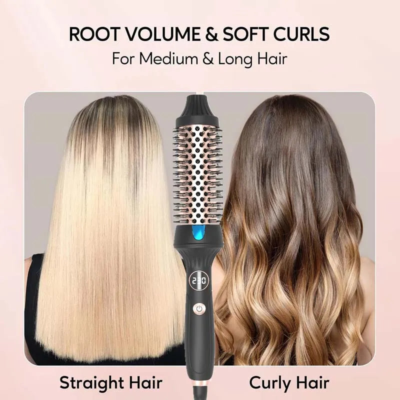 Hot Heated Curling Brush Ceramic Tourmaline Negative Iron Hot Comb Fast Heating Household Ionic Curling Brush Peaceful Pleasures Health and Wellness