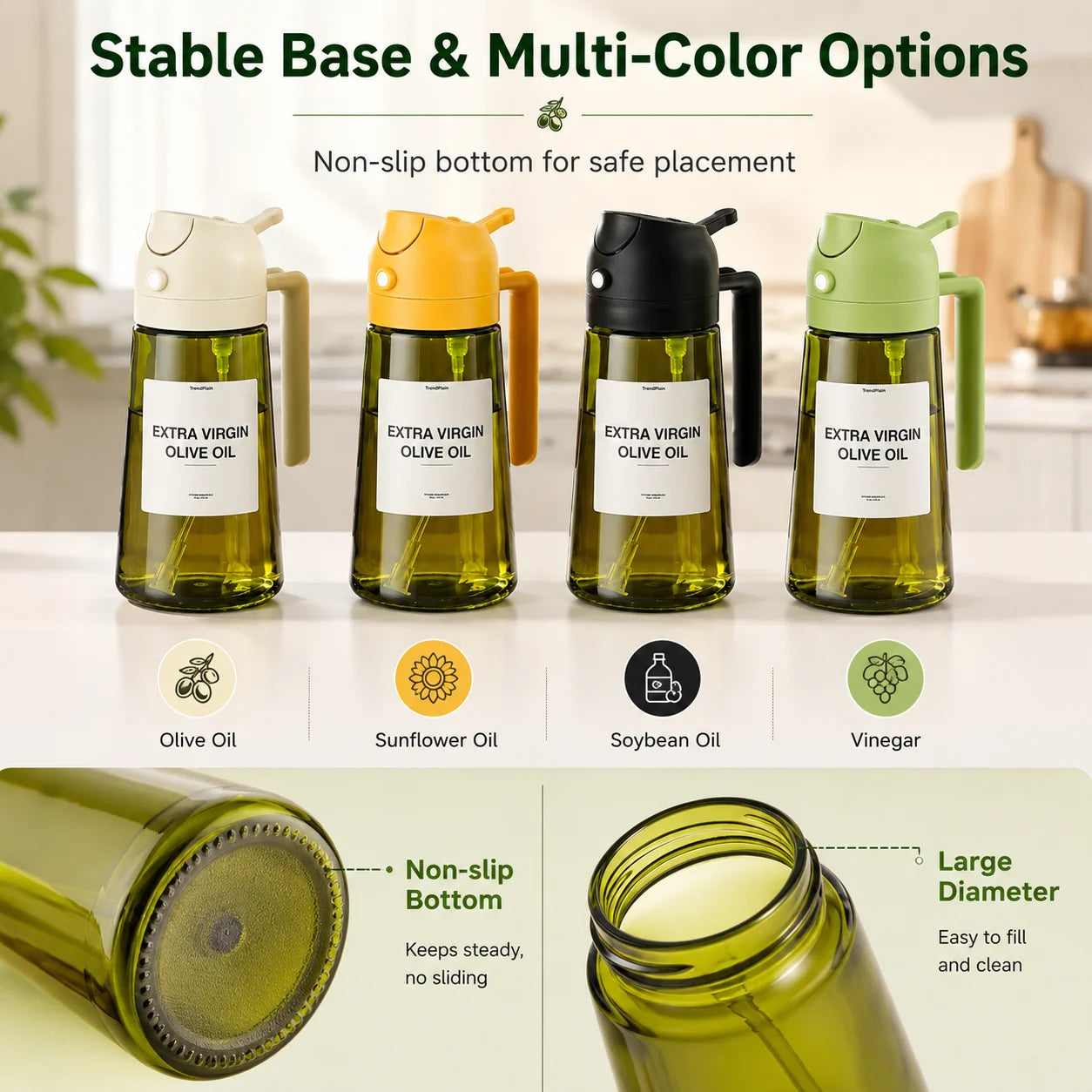 2-in-1 16oz 470ml Brown Glass Oil Sprayer Leakproof Eco-Friendly Olive OilDispenser Perfect for Cooking BBQ Grill Air Fryer Peaceful Pleasures Health and Wellness