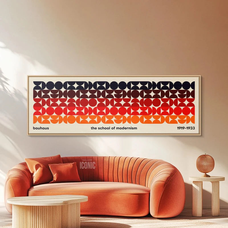 Mid Century Modern Bauhaus Panoramic Canvas Print | Wall Art Panoramic Canvas Print Peaceful Pleasures Health and Wellness ZLH4180 40x120cm No Frame
