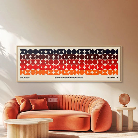 Mid Century Modern Bauhaus Panoramic Canvas Print | Wall Art Panoramic Canvas Print Peaceful Pleasures Health and Wellness ZLH4180 40x120cm No Frame