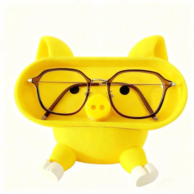 Cute and interesting pig glasses storage box office desktop storage box entrance key storage miscellaneous storage phone holder Peaceful Pleasures Health and Wellness