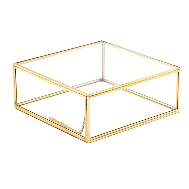 Hexagon Transparent Glass Jewelry Box Wedding Ring Box Geometric Clear Glass Jewelry Organizer Holder Tabletop Container Peaceful Pleasures Health and Wellness